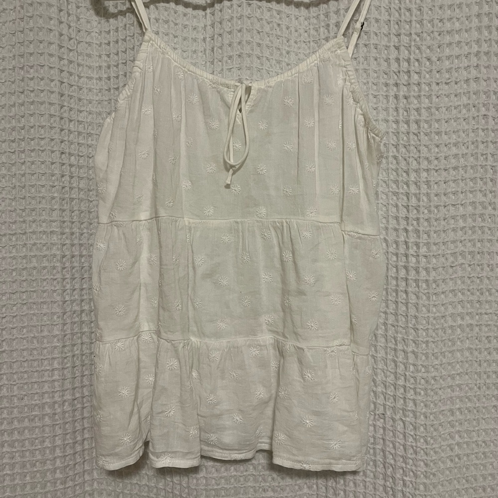 White tiered top with floral pattern!
